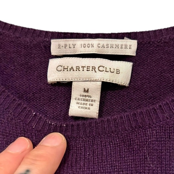 Vintage Charter Club 2 Ply Cashmere Top Long Sleeved Purple Soft Cozy Winter Med - Picture 6 of 6